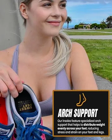 Made2Run Athletic High-Performance Running Insoles - Shock Absorption & Support | Perfect for Runners Walkers Athletes | Enhanced Comfort & Flexibility | Orthotic Support Medium Arch Large Mens 9-10.5 | Womens 10.5-12 - sweetfeet