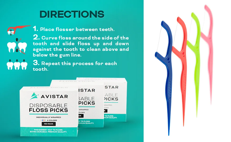 450 Individually Wrapped Floss Picks - Multi-Color Travel Floss Picks - Easy Grip Disposable Floss Picks - Dental Flossers for Teeth - Gently Removes Plaque & Food Particles Between Teeth - 450 Disposable Floss Picks