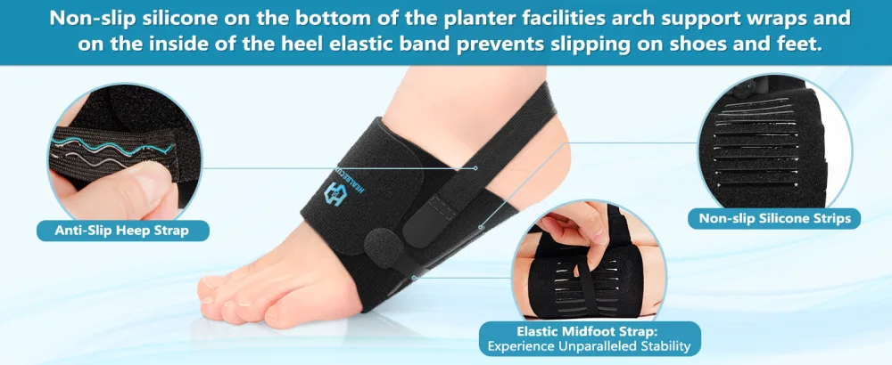 Arch Support Braces for Plantar Fasciitis Relief Adjustable Arch Compression Bands with Gel Arch Support Inserts Arch Support Sleeves Wrap for Flat Feet High Arch Feet Pain Relief - arch support band arch relief compression bands
