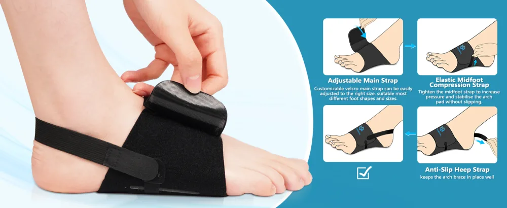 Arch Support Braces for Plantar Fasciitis Relief Adjustable Arch Compression Bands with Gel Arch Support Inserts Arch Support Sleeves Wrap for Flat Feet High Arch Feet Pain Relief - arch support socks arch support sleeves for women