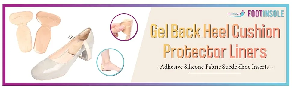 Heel Grip Pads - Gel Back Heel Cushion Protector Liners - Adhesive Silicone Fabric Suede Shoe Inserts to Prevent Blisters for Men & Women 1 Pair (2 Piece) - Gel Back Heel Cushion Protector Liners