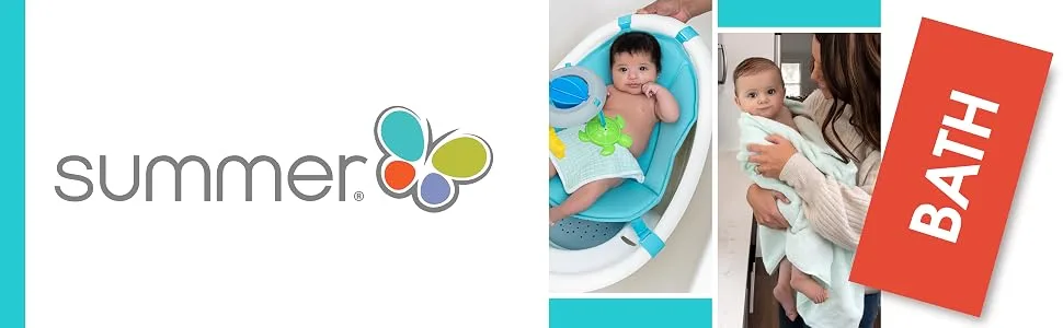 Summer Deluxe Baby Bather (Triangle Stripes) Bath Support for Use in the Sink or Bathtub Includes 3 Reclining Positions, 1 Count (Pack of 1) - Bath