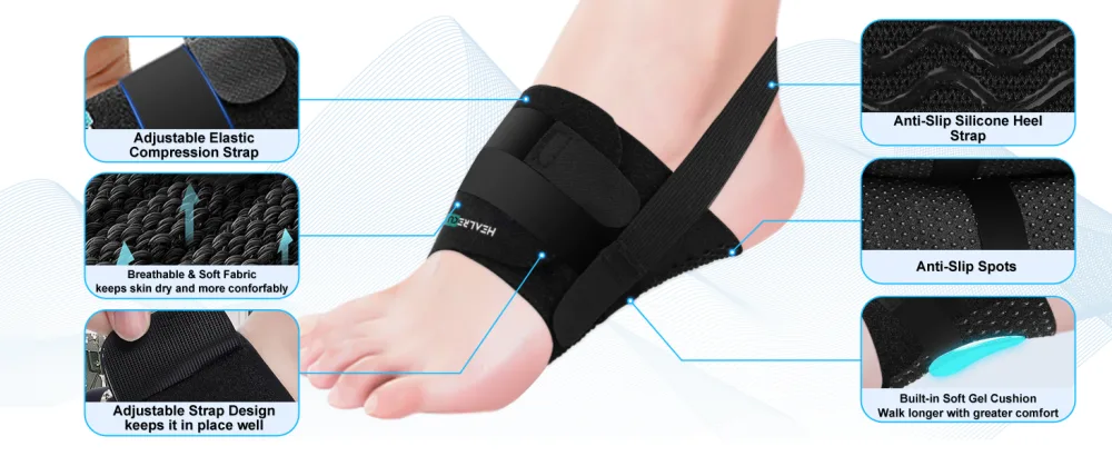 Arch Support Inserts Braces for Plantar Fasciitis Relief Upgraded Arch Support Compression Bands Orthotics Arch Sleeves with Gel Pad for Feet Flat Fallen & High Arches Foot Arch Support One Size - copper arch support wrap plantar fasciitis gel strap