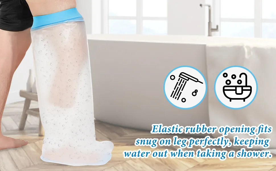 Sumifun Waterproof Shower Cast Protector, Extra Large Leg Cast Covers for Shower Adult with Non-Slip Padding Bottom, Keep Cast Dry Waterseal Protection - cast waterproof cover leg dry cast cover foot cast cover for shower leg cast cover for showering