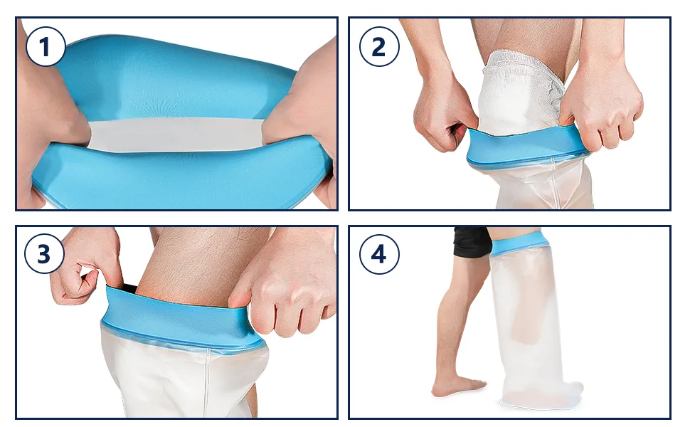 Sumifun Waterproof Shower Cast Protector, Extra Large Leg Cast Covers for Shower Adult with Non-Slip Padding Bottom, Keep Cast Dry Waterseal Protection - foot cast cover waterproof shower cast cover shower cast leg cover shower cast cover leg
