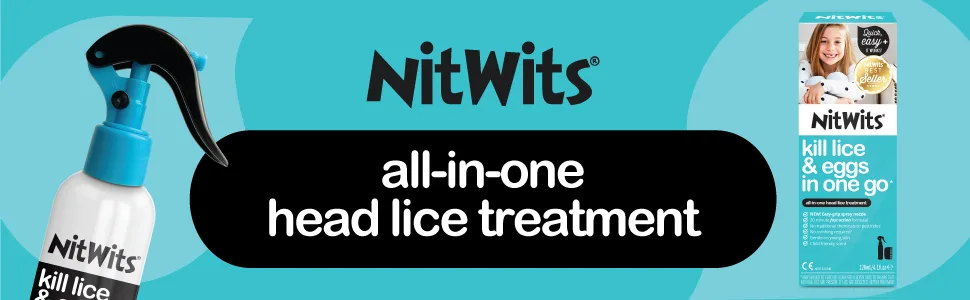 NitWits All-in-One Head Lice Treatment Spray Kills Nits & Eggs Includes Lice Spray 120ml & Nit Comb NitWits All In One Spray - nitwits aio banner