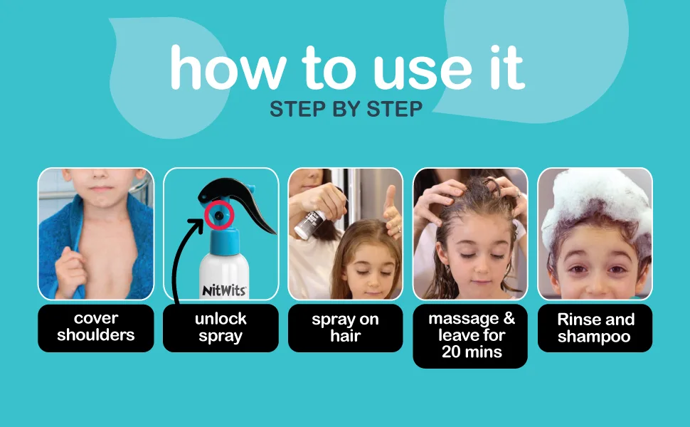 NitWits All-in-One Head Lice Treatment Spray Kills Nits & Eggs Includes Lice Spray 120ml & Nit Comb NitWits All In One Spray - nitwits aio how to use