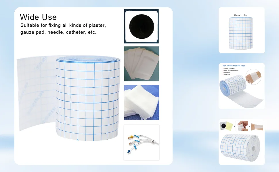 1 Roll Breathable Tape Adhesive Wound Dressing Fixation Bandage for Fixing Plaster Gauze Pad Needle Catheter - Non Woven (10cm*10m) - JM13228-02-1