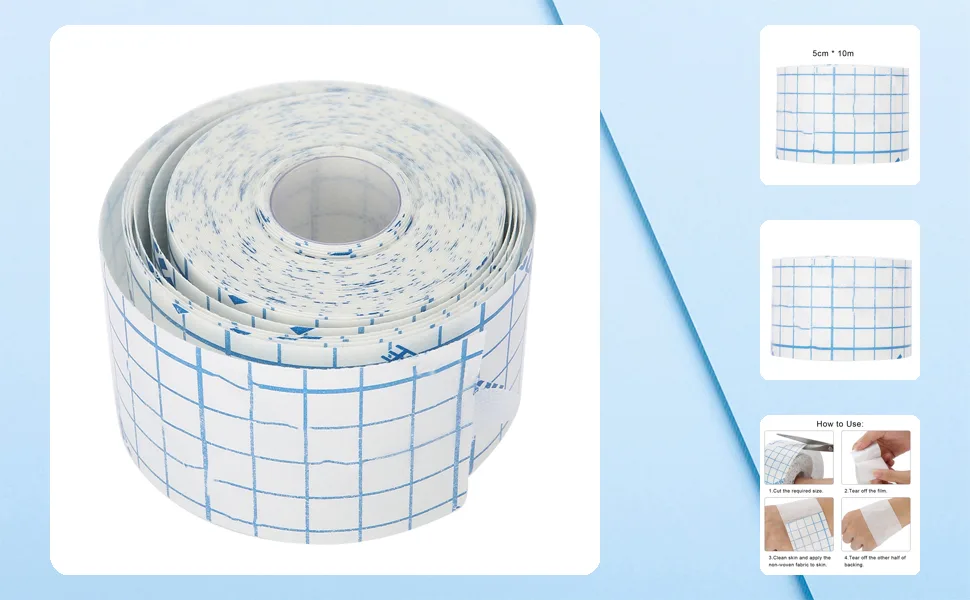 1 Roll Breathable Tape Adhesive Wound Dressing Fixation Bandage for Fixing Plaster Gauze Pad Needle Catheter - Non Woven (5cm*10m) - JM13228-01-1