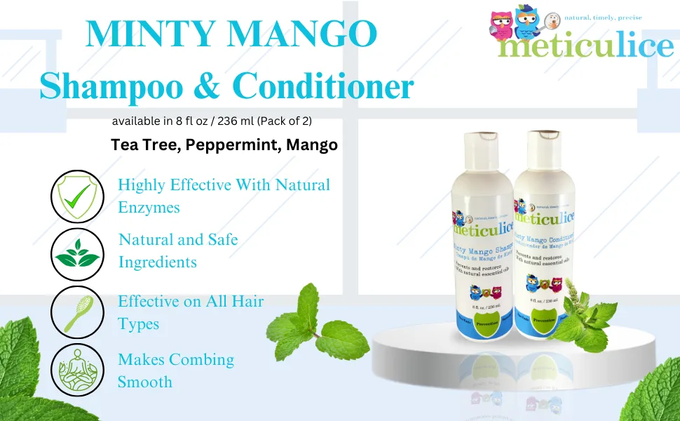Meticulice Minty Mango Lice Shampoo & Conditioner Duo 8oz - yt2ujtyj44