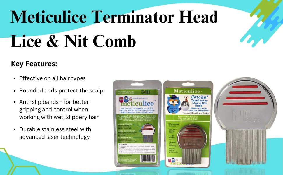 Meticulice Gotcha! Terminator Head Lice & Nit Comb - Stainless Steel Comb for Treating and Eliminating Lice & Nits - product information 23