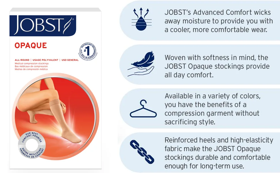 JOBST Opaque Knee High 20-30 mmHg Compression Stockings Open Toe Medium Natural Natural Medium - Opaque