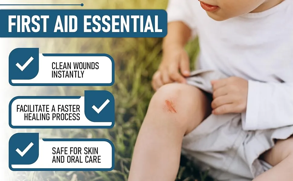 Hydrogen Peroxide 32 oz. First Aid Antiseptic and Multipurpose Cleaner 3% USP Topical Wash for Minor Cuts Scrapes Insect Bites and Skin Irritations. (1) - hydrpgen perxoide perioxide perixide peroxido hidrogeno diluted gal insects hydroten gallon ears