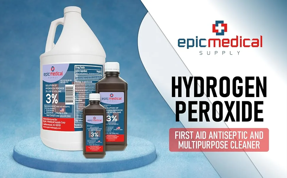 Hydrogen Peroxide 32 oz. First Aid Antiseptic and Multipurpose Cleaner 3% USP Topical Wash for Minor Cuts Scrapes Insect Bites and Skin Irritations. (1) - proxicide hydrogen peroxide topical solution paroxide hydro agua oxigenada hudrogen proxide bug bite