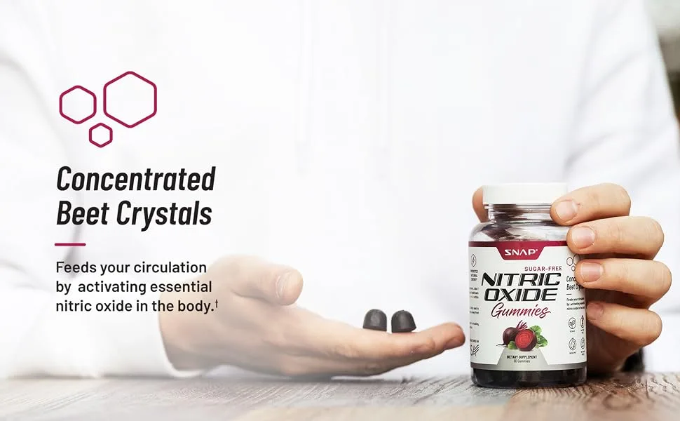 Sugar Free Nitric Oxide Beet Root Gummies - Heart Health, Energy Boost, Circulation, Blood Pressure Support Supplements, Beet Root Chewables, Beetroot Nitric Oxide Booster (60 Gummies) 60 Count (Pack of 1) - concentrated beet crystals