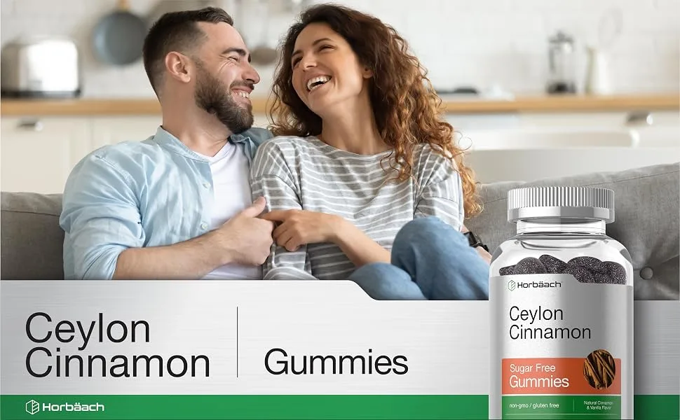 Sugar Free Ceylon Cinnamon Gummies 2000mg | 120 Count | Vegan, Non-GMO, Gluten Free | Natural Cinnamon & Vanilla Flavor | by Horbaach - Horbaach ceylon cinnamon gummies