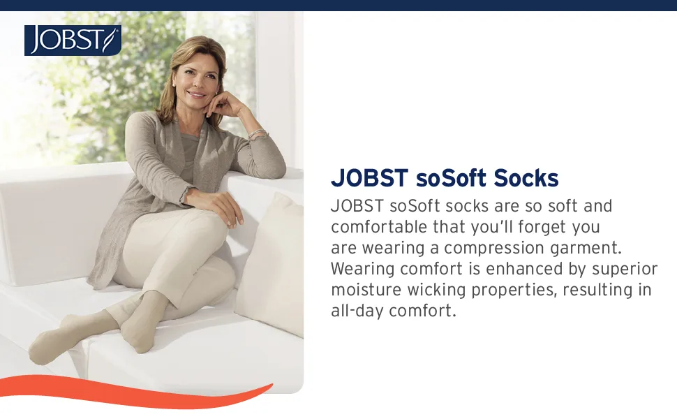 JOBST - soSoft Knee-High Support Compression Socks Ribbed 8-15 mmHg X-Large Black Ribbed - stockings compression medium knee high relief hose medical support sport open toe sock closed thigh