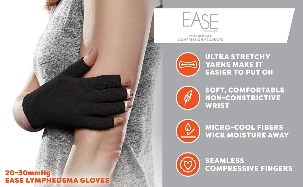 Ease Opaque Lymphedema Glove - X-large - Black - 20-30 mmHg Black X-Large - gloves