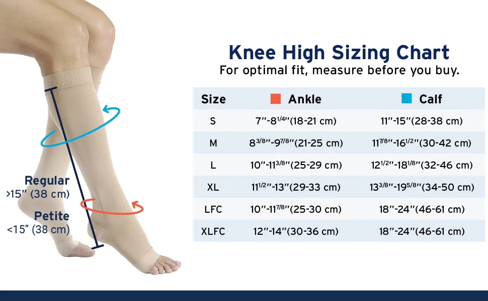 JOBST Relief Knee High Graduated Compression Socks 30-40mmHg - Comfortable Unisex Design - Open Toe Black Large - stockings compression medium knee high relief hose medical support sport open toe sock closed thigh