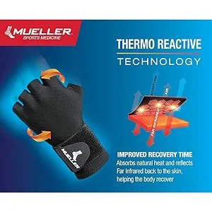 MUELLER Sports Medicine Reversible Compression Glove for Men and Women S/M Black - mueller