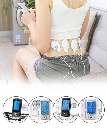 NURSAL Dual Channel TENS Unit Muscle Stimulator for Pain Relief Therapy with 16 Pads & 24 Modes Touchscreen TENS EMS Unit with Back Clip Easy to Operate for Elder - tens machine pads