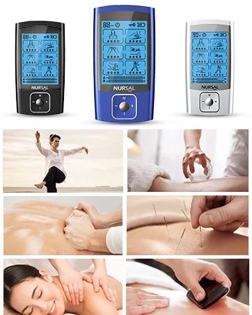 NURSAL Dual Channel TENS Unit Muscle Stimulator for Pain Relief Therapy with 16 Pads & 24 Modes Touchscreen TENS EMS Unit with Back Clip Easy to Operate for Elder - tens unit rechargeable