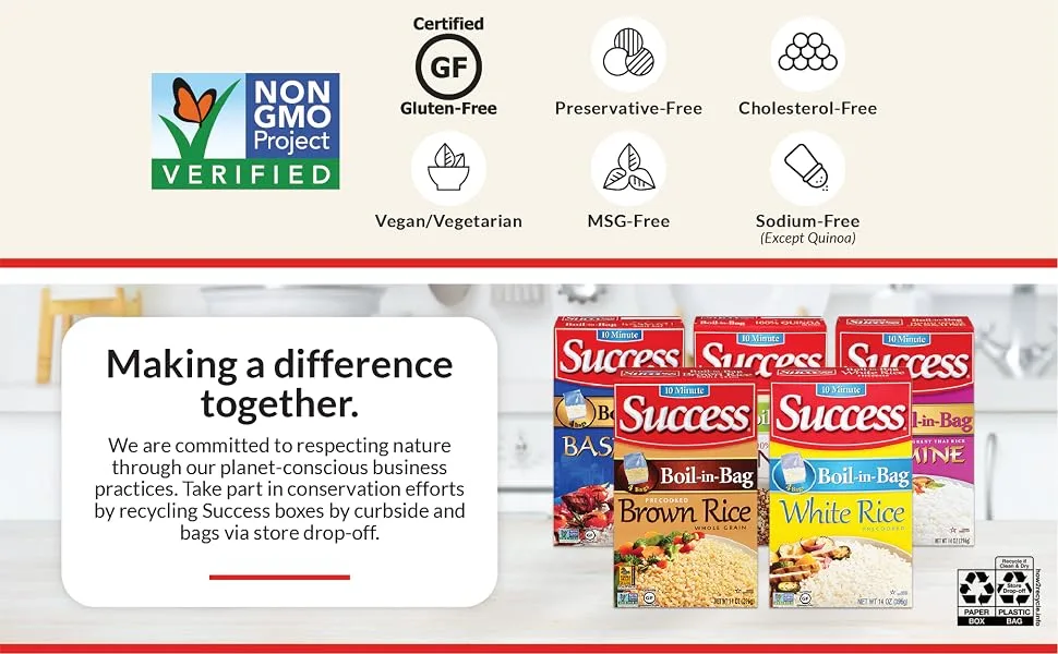 Success Boil-in-Bag Rice, Basmati Rice, Quick and Easy Rice Meals, 14-Ounce Box - Making a difference together.