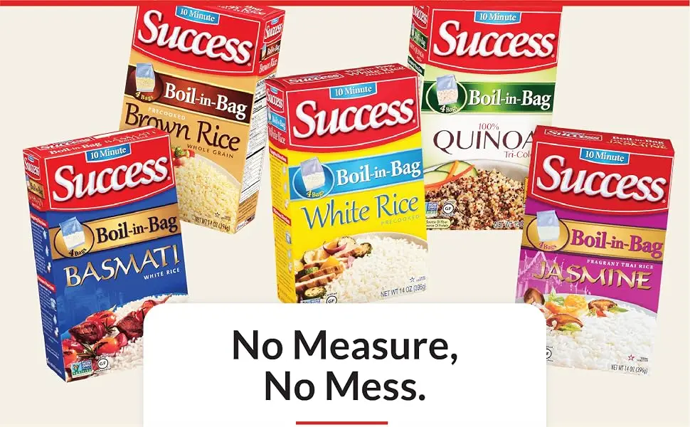 Success Boil-in-Bag Rice, Basmati Rice, Quick and Easy Rice Meals, 14-Ounce Box - No measure, no mess.