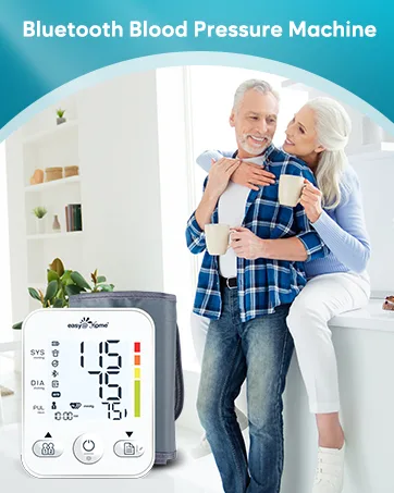 Easy@Home Fingertip Pulse Oximeter Rotatable OLED Display to Show Waveform SpO2 Blood Oxygen Saturation Bar Graphs and Heart Rate Monitor Co-branding-CMS50DA - Bluetooth Blood Pressure Machine EBP-08B