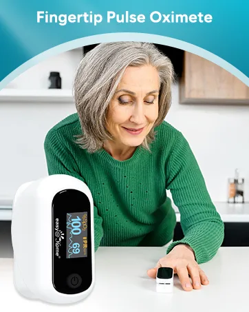 Easy@Home Fingertip Pulse Oximeter Rotatable OLED Display to Show Waveform SpO2 Blood Oxygen Saturation Bar Graphs and Heart Rate Monitor Co-branding-CMS50DA - Fingertip Pulse Oximeter