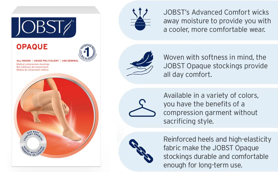 BSN Medical 115557 JOBST Compression Hose Thigh High 15-20 mmHg Open Toe Medium Classic Black ClassicBlack Medium - stockings compression medium knee high relief hose medical support sport open toe sock closed thigh