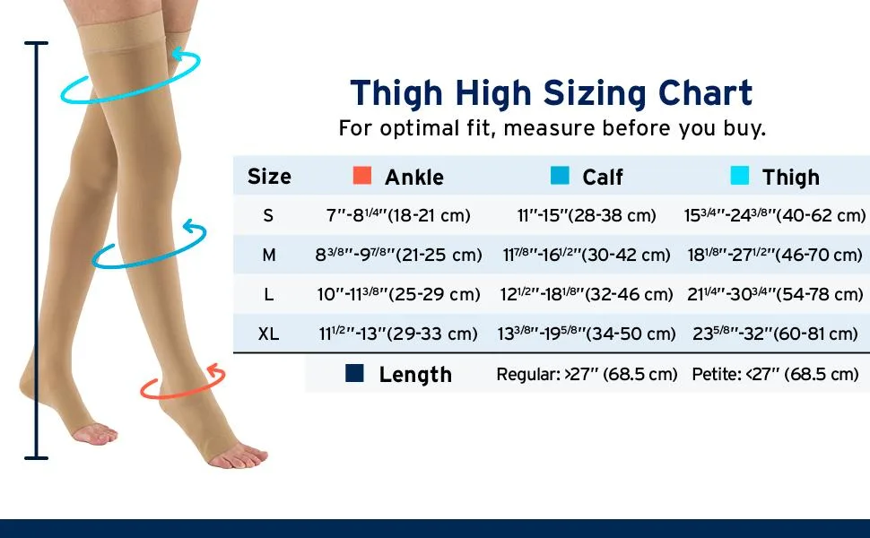 BSN Medical 115557 JOBST Compression Hose Thigh High 15-20 mmHg Open Toe Medium Classic Black ClassicBlack Medium - stockings compression medium knee high relief hose medical support sport open toe sock closed thigh