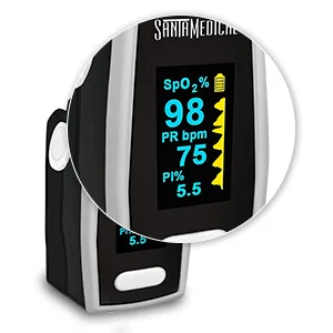 Santamedical Generation 2 Fingertip Pulse Oximeter with Batteries and Lanyard - pulse oximeter fingertip oximeter blood oxygen saturation monitor fda approved meter finger
