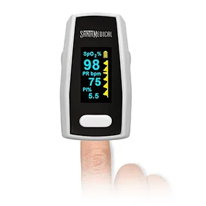 Santamedical Generation 2 Fingertip Pulse Oximeter with Batteries and Lanyard - pulse oximeter fingertip oximeter blood oxygen saturation monitor fda approved meter finger