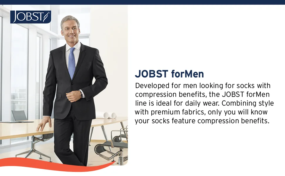 JOBST 115414 forMen Ribbed Dress Compression Stocking Thigh High 30-40mmHg Closed Toe Large Black Black Large - stockings compression medium knee high relief hose medical support sport open toe sock closed thigh