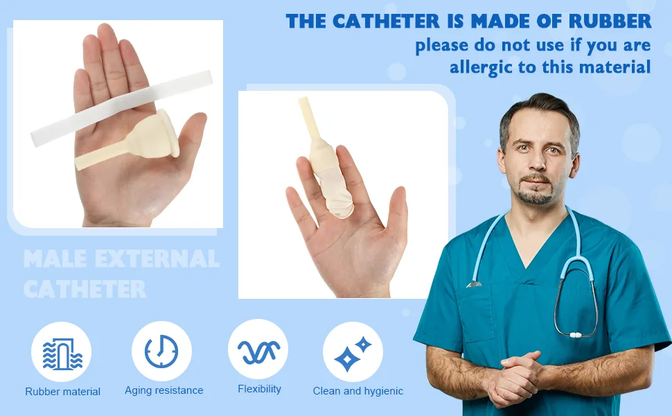 50 Pieces Urinal Bag Male External Catheter with Fixer Rubber External Catheter for Men and Incontinence People (30 mm) - product information 6
