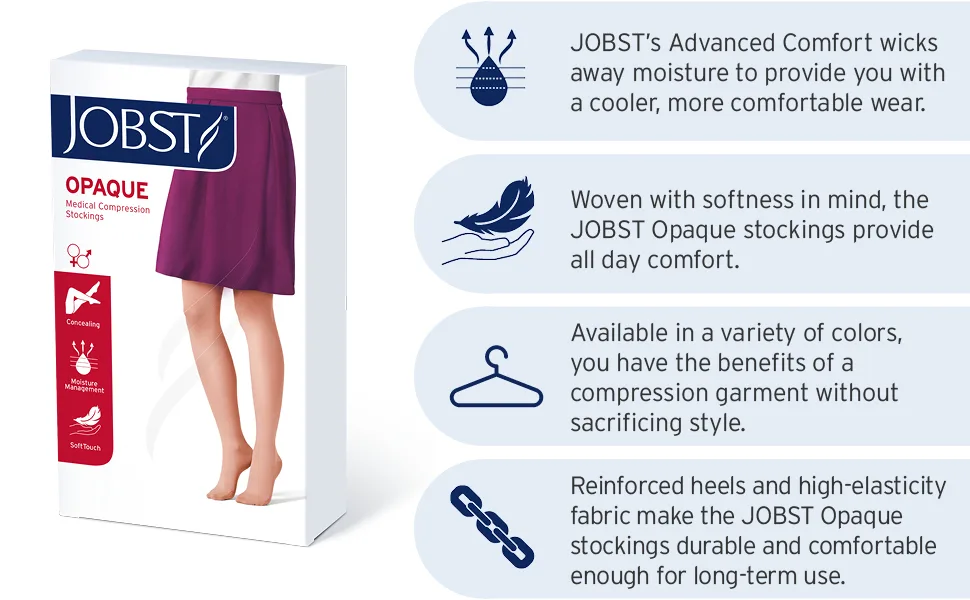 JOBST Opaque Knee High 15-20 mmHg Compression Stockings Closed Toe Large Petite Natural Natural Large Petite - stockings compression medium knee high relief hose medical support sport open toe sock closed thigh