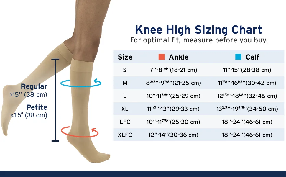 JOBST Opaque Knee High 15-20 mmHg Compression Stockings Closed Toe Large Petite Natural Natural Large Petite - stockings compression medium knee high relief hose medical support sport open toe sock closed thigh