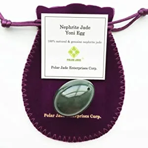 Yoni Egg for Beginner & Intermediate Users Made of Natural Nephrite Jade Large Size Drilled Dark Green to Black Color - jade egg