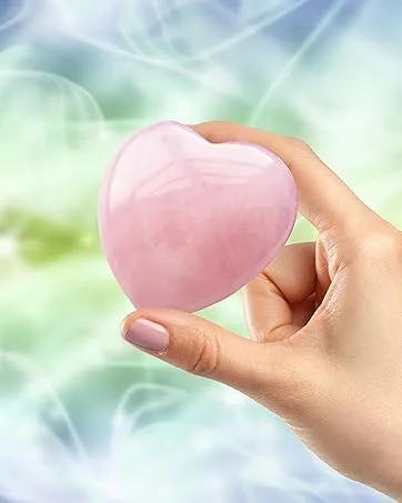 Yoni Egg for Beginner & Intermediate Users Made of Natural Nephrite Jade Large Size Drilled Dark Green to Black Color - Rose quartz heart