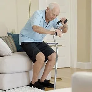 StrongArm Comfort Cane + Self Standing Lightweight Adjustable Walking Cane + Stabilizes Wrist & Provides Extra Support & Stability + Ergonomic Forearm Grip + Canes for Men & Women + FSA/HSA Eligible Black - Stand assist with StrongArm Comfort Cane