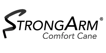 StrongArm Comfort Cane + Self Standing Lightweight Adjustable Walking Cane + Stabilizes Wrist & Provides Extra Support & Stability + Ergonomic Forearm Grip + Canes for Men & Women + FSA/HSA Eligible Black - StrongArm Comfort Cane Logo