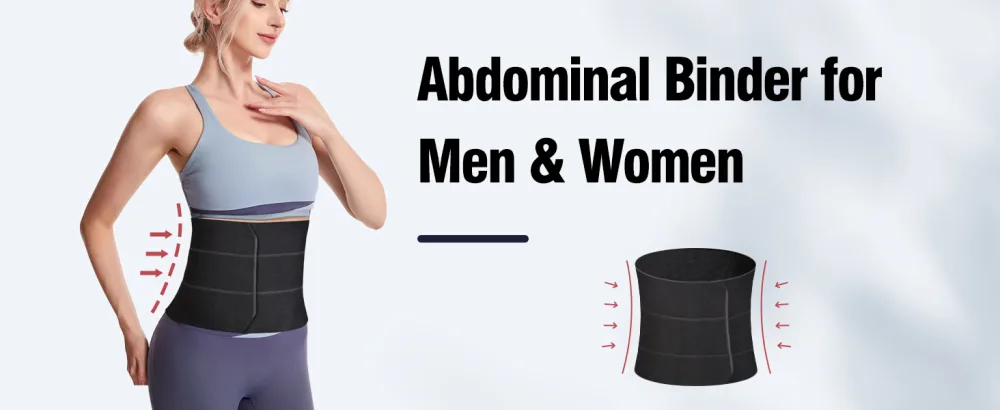 Elastic Abdominal Binder Lower Waist Support Belt Umbilical Hernia Support Pad Universal Wide Belly Girdle Stomach Surgical Compression Wrap for Men and Women (Black Medium) - ABDOMINAL BINDER for Men and Women
