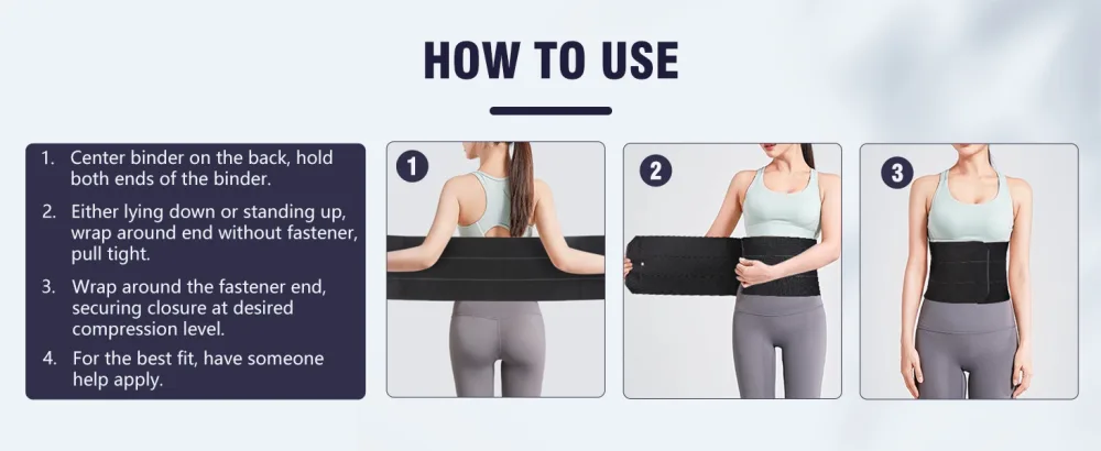 Elastic Abdominal Binder Lower Waist Support Belt Umbilical Hernia Support Pad Universal Wide Belly Girdle Stomach Surgical Compression Wrap for Men and Women (Black Medium) - HOW TO USE: