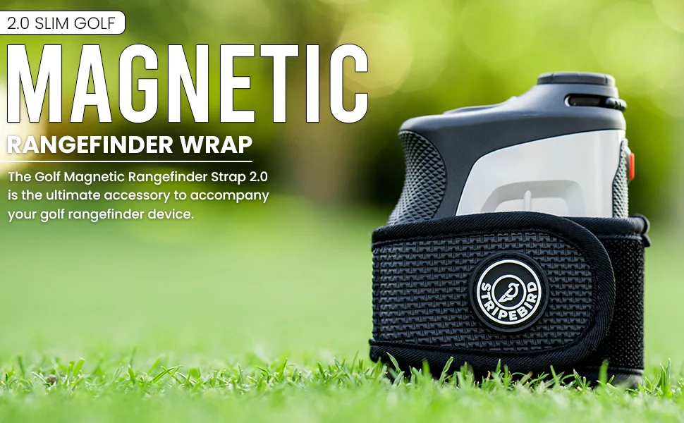 Stripebird - 2.0 Slim Golf Magnetic Rangefinder Wrap Mount (Form Fitting Strap) - Easily Access Range Finder Device While You Golf - Buckle-Less Strap Stealth Black - magnetic rangefinder holder