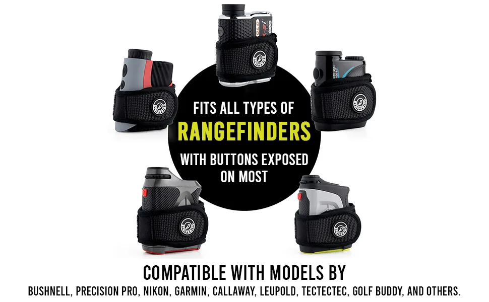 Stripebird - 2.0 Slim Golf Magnetic Rangefinder Wrap Mount (Form Fitting Strap) - Easily Access Range Finder Device While You Golf - Buckle-Less Strap Stealth Black - rangefinder strap compatible