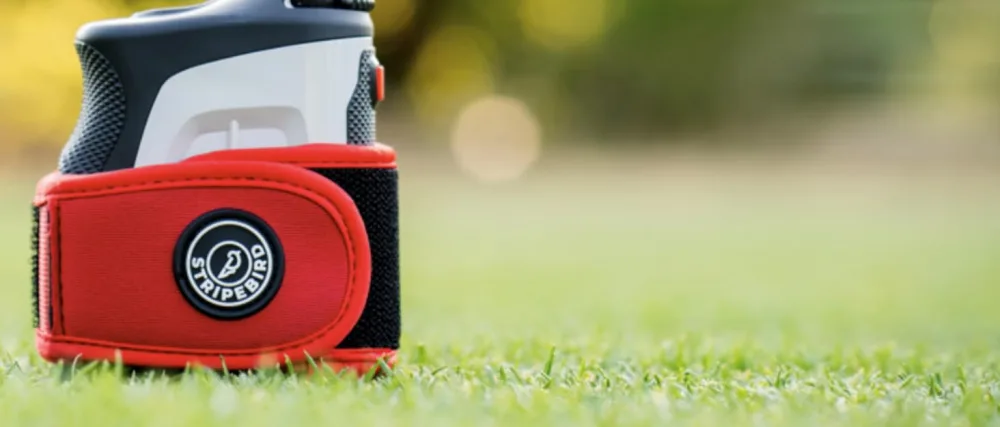 Stripebird - 2.0 Slim Golf Magnetic Rangefinder Wrap Mount (Form Fitting Strap) - Easily Access Range Finder Device While You Golf - Buckle-Less Strap Stealth Black - stripebird magnetic rangefinder wrap