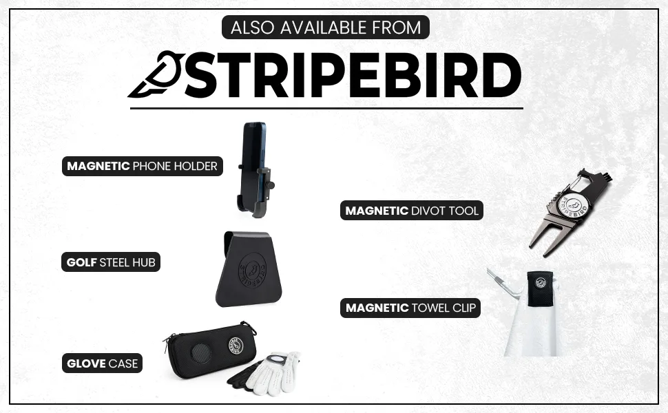 Stripebird - 2.0 Slim Golf Magnetic Rangefinder Wrap Mount (Form Fitting Strap) - Easily Access Range Finder Device While You Golf - Buckle-Less Strap Stealth Black - stripebird products