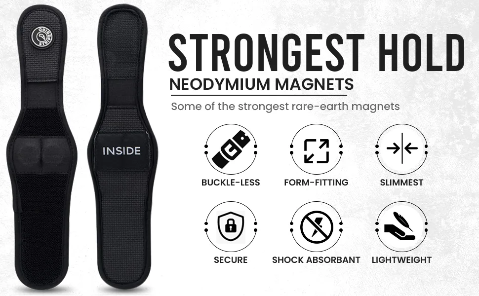 Stripebird - 2.0 Slim Golf Magnetic Rangefinder Wrap Mount (Form Fitting Strap) - Easily Access Range Finder Device While You Golf - Buckle-Less Strap Stealth Black - strongest golf magnets