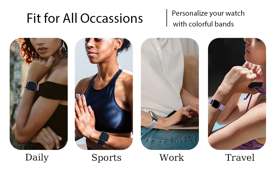 Stretchy Bands Compatible with Fitbit Versa 2 Bands for Women Men, Adjustable Elastic Replacement Wristband for Fitbit Versa 2 / Fitbit Versa / Fitbit Versa Lite / Fitbit Versa SE Black & Dark Blue & Gray & White & Pink &  - fitbit versa 2 bands